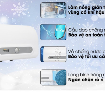 Máy nước nóng gián tiếp FERROLI QQ ME 30 lít (công suất 2500W) - Hàng chính hãng