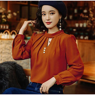 Áo kiểu cổ trụ xếp ly sang trọng