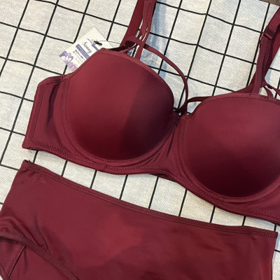 Bộ đồ lót cotton trơn tạo kiểu mút vừa có gọng quần ôm nguyên mông sexy