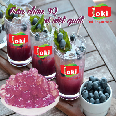 Combo Trân châu 3Q vị đào Yoki & Trân châu 3Q vị việt quất Yoki