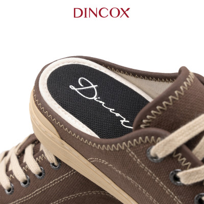 Giày Sục Đạp Gót Mules Vải Sneaker Unisex Tăng Chiều Cao 4cm DINCOX E10 CHOCO MILK