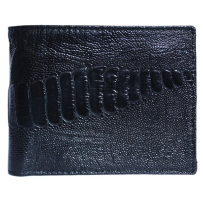 HJ2451-52-53-54 - Ví nam Huy Hoàng da đà điểu da chân 2 mặt da màu đen, nâu đất, nâu đỏ, vàng bò