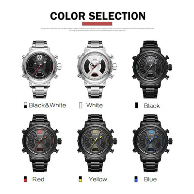 Đồng hồ nam kỹ thuật số 3ATM Đèn nền LCD chống nước Phát sáng Thể thao thời gian kép WEIDE WH6905