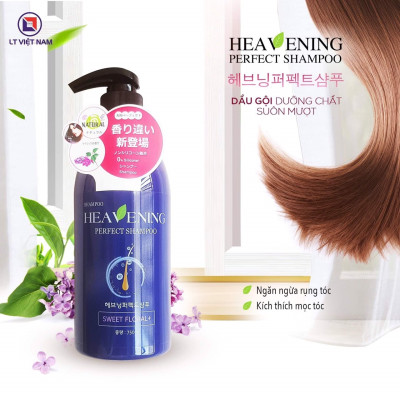 Bộ chăm sóc tóc Dầu Gội & Dầu Xả dưỡng chất suôn mượt Heavening 750ml tặng kèm mũ tắm họa tiết hoa
