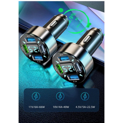 Tẩu Sạc Xe Ô Tô 4 Cổng USB TYPE C Công Nghệ Sạc Nhanh QC 3.1A | Tẩu Sạc Điện Thoại Dùng Trên Xe Ô Tô 4 Cổng USB Sạc Được Nhiều Thiết Bị Cùng Lúc, Hỗ Trợ Sạc Nhanh QC 3.0A