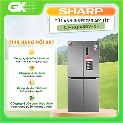 Tủ lạnh Sharp Inverter 401 lít SJ-FXP480V-SL Mới 2020 - Hàng chính hãng (chỉ giao HCM)