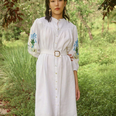 Đầm Linen Thêu Tay Mơ DRE206 thời trang thiết kế Hity