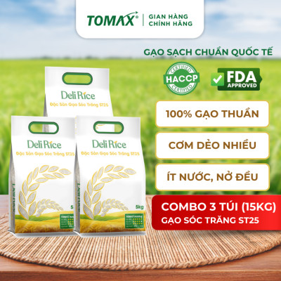 Combo 3 túi 5kg gạo ST25 Tomax thượng hạng, dẻo thơm