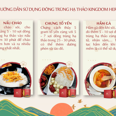 Đông trùng hạ thảo Kingdom Herb chính hãng loại thượng hạng sấy thăng hoa hộp 10 gram (tặng bình nước thủy tinh cao cấp)