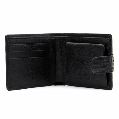 HJ2216-17-18-44 - Ví nam Huy Hoàng da cá sấu nút bấm màu đen, nâu đỏ, vàng bò, nâu đất