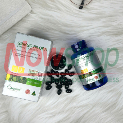 Ginkgo Biloba 2500mg Careline hộp 60 viên tăng tuần hoàn não giảm đau đầu chóng mặt tiền đình