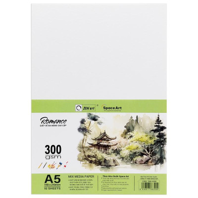 Giấy Vẽ Đa Năng Romance - A5 300gsm - Mix Media Paper - Zen Art TMG 8389 (10 Tờ)