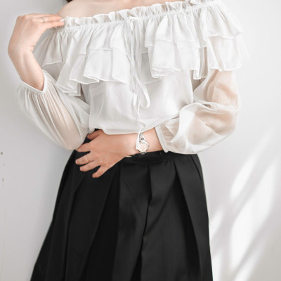 Áo vải nữ trễ vải tay dài