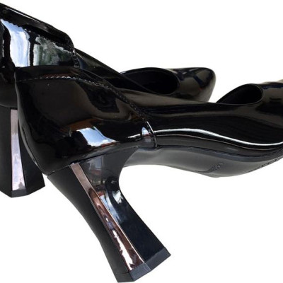 Giày cao gót 7cm Trường Hải gót to da bóng màu nâu thời trang cao cấp CG0412 [ HÌNH ẢNH THẬT ]