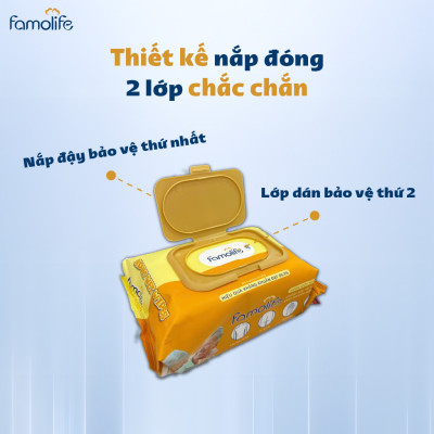 [MUA 8 TẶNG 1] COMBO 2 Khăn ướt Famolife 100 tờ không mùi mềm mịn, dưỡng ẩm vệ sinh cho người lớn