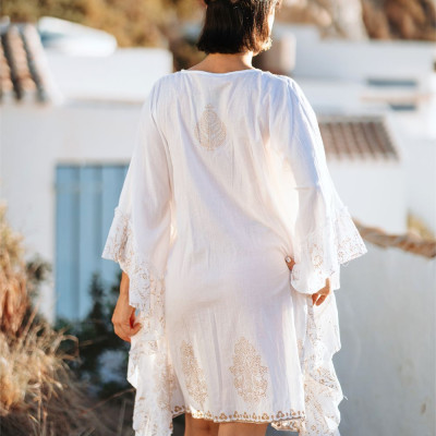 Áo Khoác Đầm Trắng Ánh Kim Cotton Isla Bonita