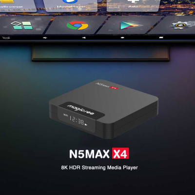 Android tivi box MAGICSEE N5 MAX X4 Ram 4G Android 11, S905X4, wifi 2 băng tần, bluetooth cài sẵn phim HD, truyền hình cáp miễn phí vĩnh viễn - Hàng nhập khẩu