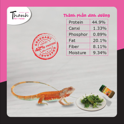 Thức ăn bò sát Rồng Nam Mỹ, Rồng Úc nhãn GREENABC - Bổ sung dinh dưỡng giúp tăng trưởng nhanh, lên màu đẹp, phòng chống MBD, teo đuôi – Hộp 200g