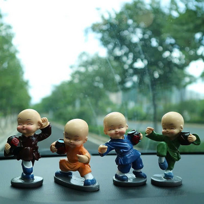 Combo 4 Chú Tiểu Múa Võ Túy Quyền Trang Trí Tủ Phòng Khách, Bàn Làm Việc, Taplo Ô Tô, Làm Quà Tặng GROFA - Chính hãng