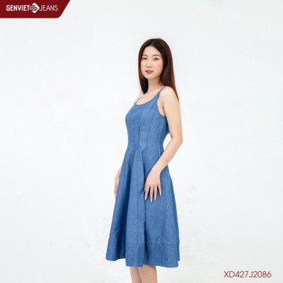 Đầm Jeans Nữ Sát Nách GENVIET XD427J2086