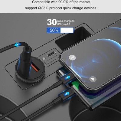 Sạc trên xe hơi Devia Mini hỗ trợ sạc nhanh PD + QC (20W)- Hàng chính hãng