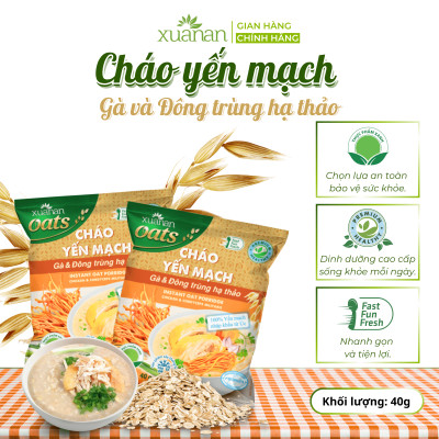 Combo 6 Gói Cháo Yến Mạch Thịt Gà & Đông Trùng Hạ Thảo Xuân An 40G (Tặng Kèm 1 Gói)