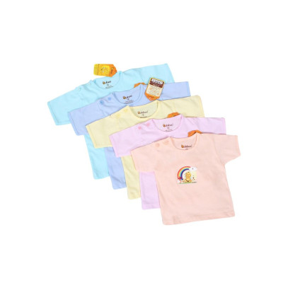 Sơ sinh - Áo sơ sinh màu cái nút vai tay ngắn in chuyển nhiệt BABIBOO BB31