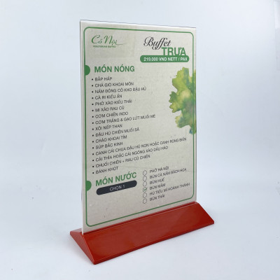 Kệ mica 2 mặt Enter E18 100x150mm đế màu, Kệ menu nhà hàng, Standee mica để bàn, Bảng quét mã QR Code