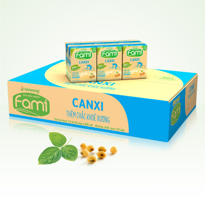 Thùng sữa đậu nành Vinasoy Fami Canxi Nguyên vị (200ml x 36 hộp