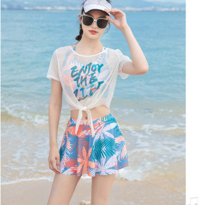 Set Váy Tắm Croptop Ba Lỗ Tắm Biển Bơi Lội Kèm Áo Lưới
