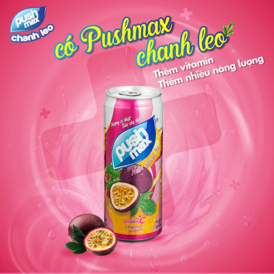 Thùng 24 Lon Nước Trái Cây Pushmax Chanh Leo (320ml x 24 Lon)