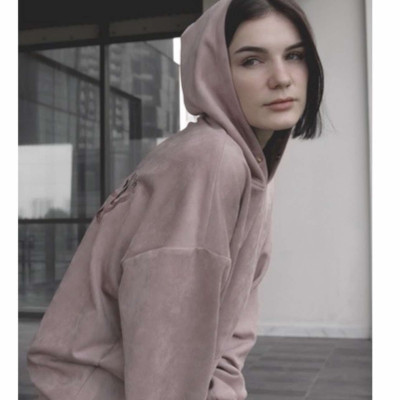 Áo Hoodie Chất da lộn cao cấp Màu Hồng khói