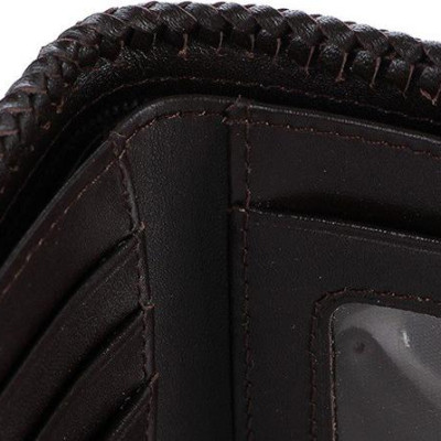 Bóp nam Huy Hoàng da cá sấu nguyên con đan viền màu nâu đất HT2764