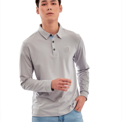 Áo thun nam dài tay ALIGRO chất cotton thấm hút mồ hôi, mềm mại màu ghi ALGAPD051