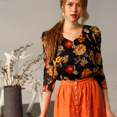 Áo Hoa Marigold TOP183 Thời trang thiết kế Hity