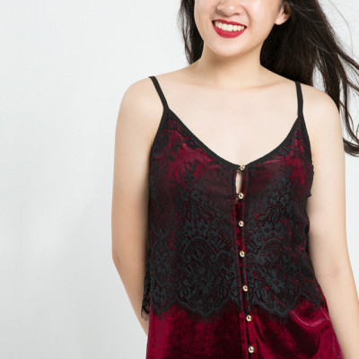 Áo Hai Dây Nhung Hity TOP080 (Đỏ Auburn)