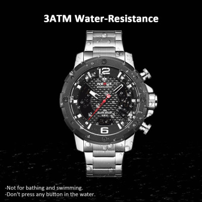 Đồng hồ nam thể thao WEIDE WH8504 Màn hình kép Hai bộ máy Quartz kỹ thuật số  chống thấm nước 3ATM - White