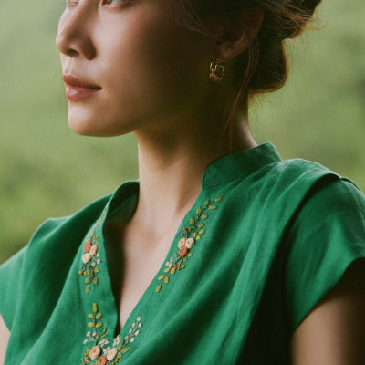 Áo Linen Thêu Tay Tú TOP218 thời trang thiết kế Hity