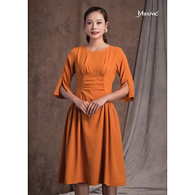 Đầm Lụa Ôm Tùng Xòe, Tay Lửng Cách Điệu Maxivic M01227016