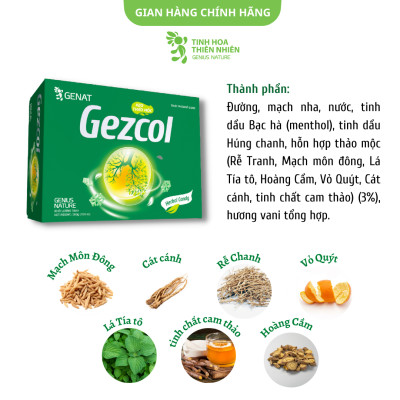 Combo 3 hộp 100 viên - Kẹo thảo mộc Gezcol - Genat Gừng - Genat Chanh sả - Giao 2H HCM