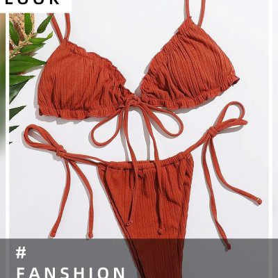 Bộ Đồ Bơi Bikini Màu Trơn Phong Cách Thời Trang Mới Cho Nữ