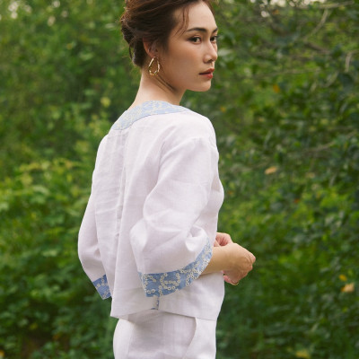 Áo Linen Thêu Thảo TOP233 thời trang thiết kế Hity