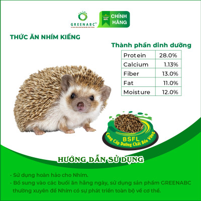 Thức ăn Nhím Kiểng GREENABC – Cung cấp đầy đủ protein - canxi - lipid thơm ngon kích thích khứu giác, ăn ngon – Hộp 280g