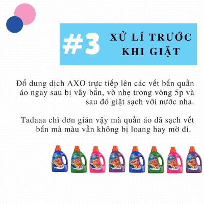 COMBO 4 CAN Nước tẩy quần áo màu đánh bay vết bẩn AXO can 5 Lít Tiết Kiệm Hương Hoa Đào/Tươi Mát