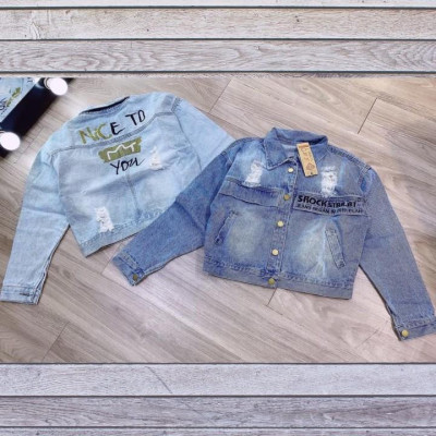Áo khoát jean Thêu Chữ Nice To You siêu hot rất hot-A3131