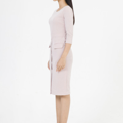 De Leah - Đầm Ôm Len Dáng Dài - Hồng