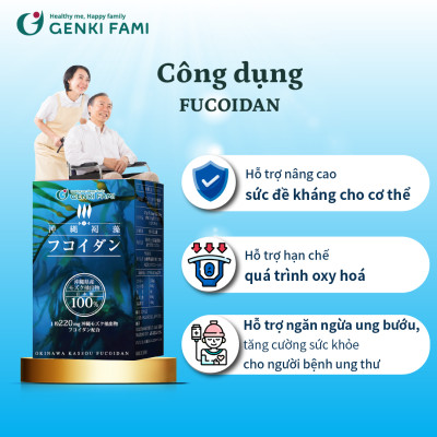 Fucoidan Okinawa Genki Fami Nhật Bản Tăng Cường Đề Kháng, Hạn Chế Oxi Hóa, Hỗ Trợ Người Bệnh Ung Bướu Hộp 150 Viên