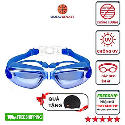 Kính Bơi Tráng Gương  kèm bịt tại cao cấp Cleacco chống sương mù , chống tia UV Hàng chính hãng - Tặng kèm nón bơi Silicon ( Màu ngẫu nhiên ) 