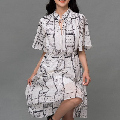 Đầm Voan Xòe Cổ Trụ Nhún Eo Maxivic, La Mộc - LM72175