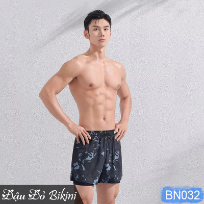 Bộ bơi nam quần 2 lớp trẻ trung nam tính thời trang, đồ bơi đồ tập kín đáo chống lộ, chất thoáng khí nhanh khô, áo thun bơi co giãn tốt, có size lớn | BN032